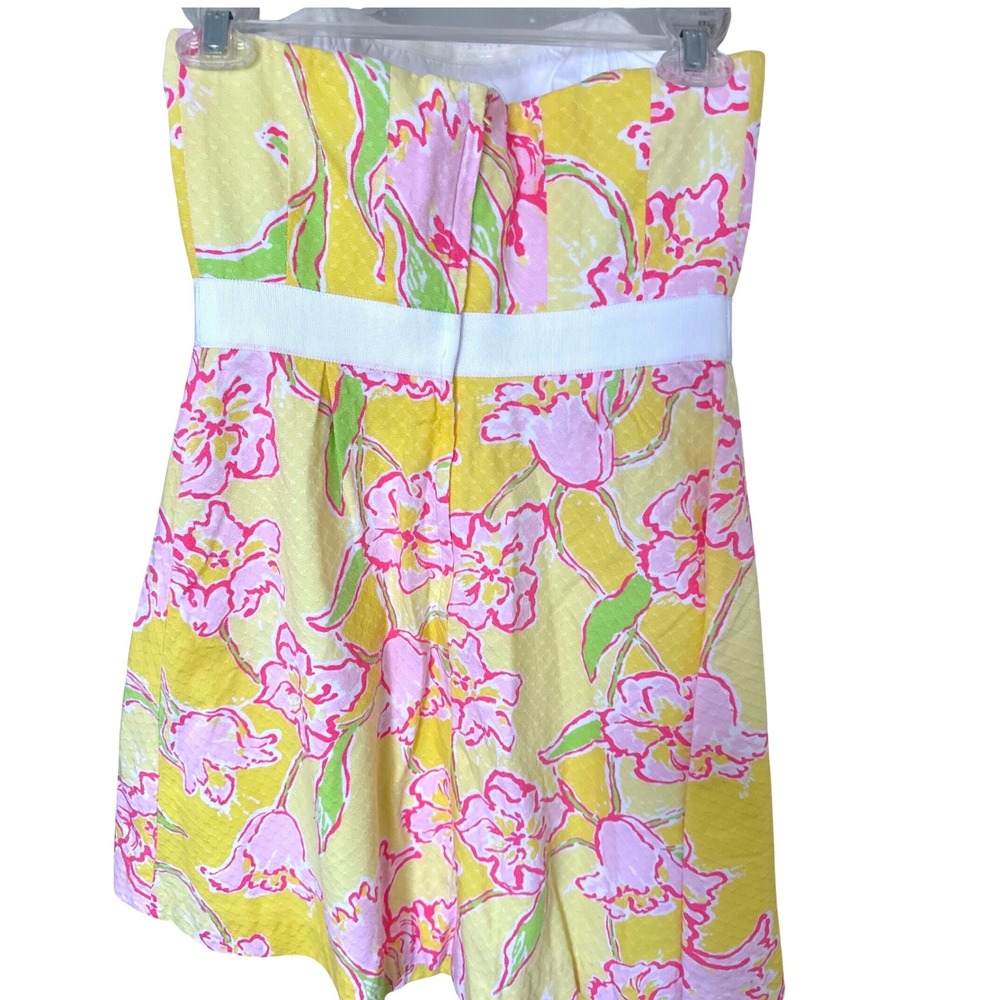 Lilly Pulitzer Amberly strapless mini dress yellow Starfruit Day Lilly floral 2 - Picture 6 of 10